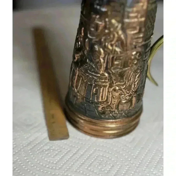 Vintage Embossed BRASS Copper Decorative Pitcher - Picture 12 of 15